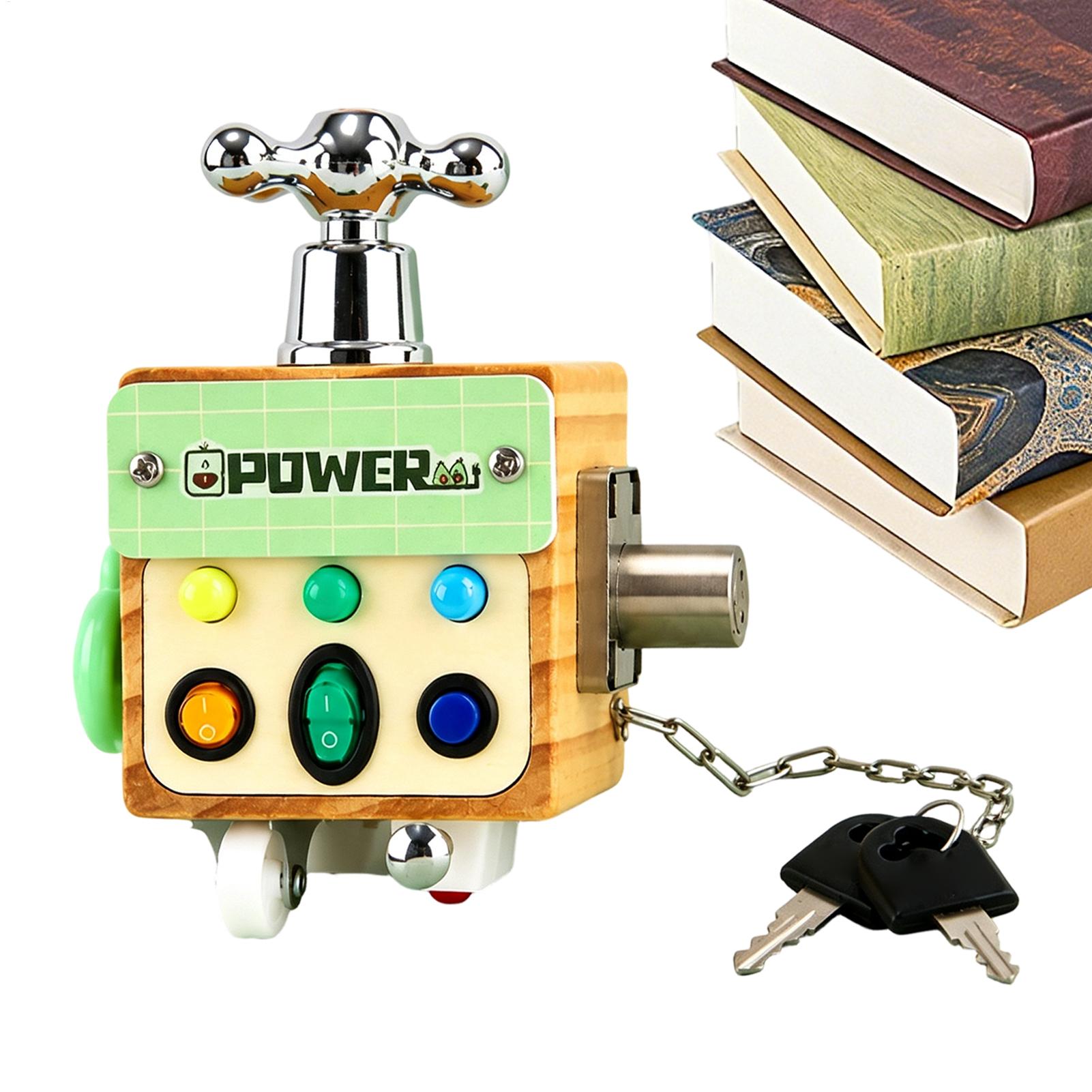 Kids Education Center - Kubus Aktivitas Kayu dengan Lampu LED,