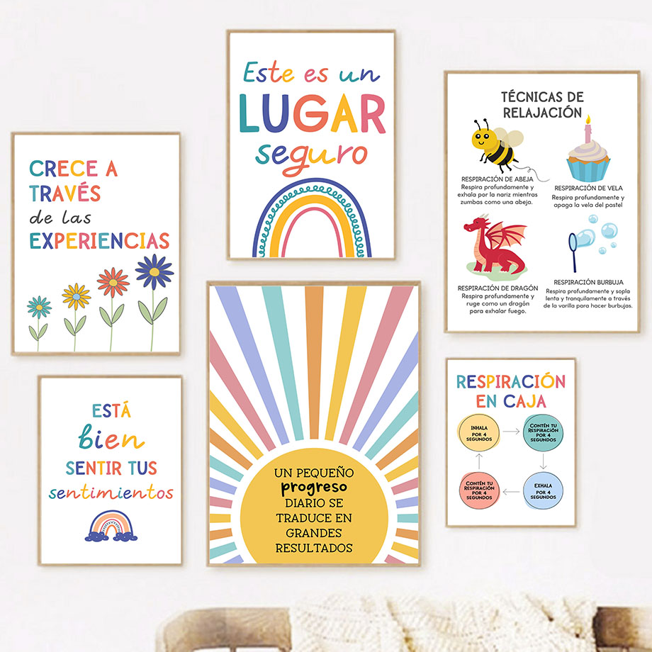 Kids Educational Poster - Motto Pendidikan Spanyol Lukisan Kanvas Seni