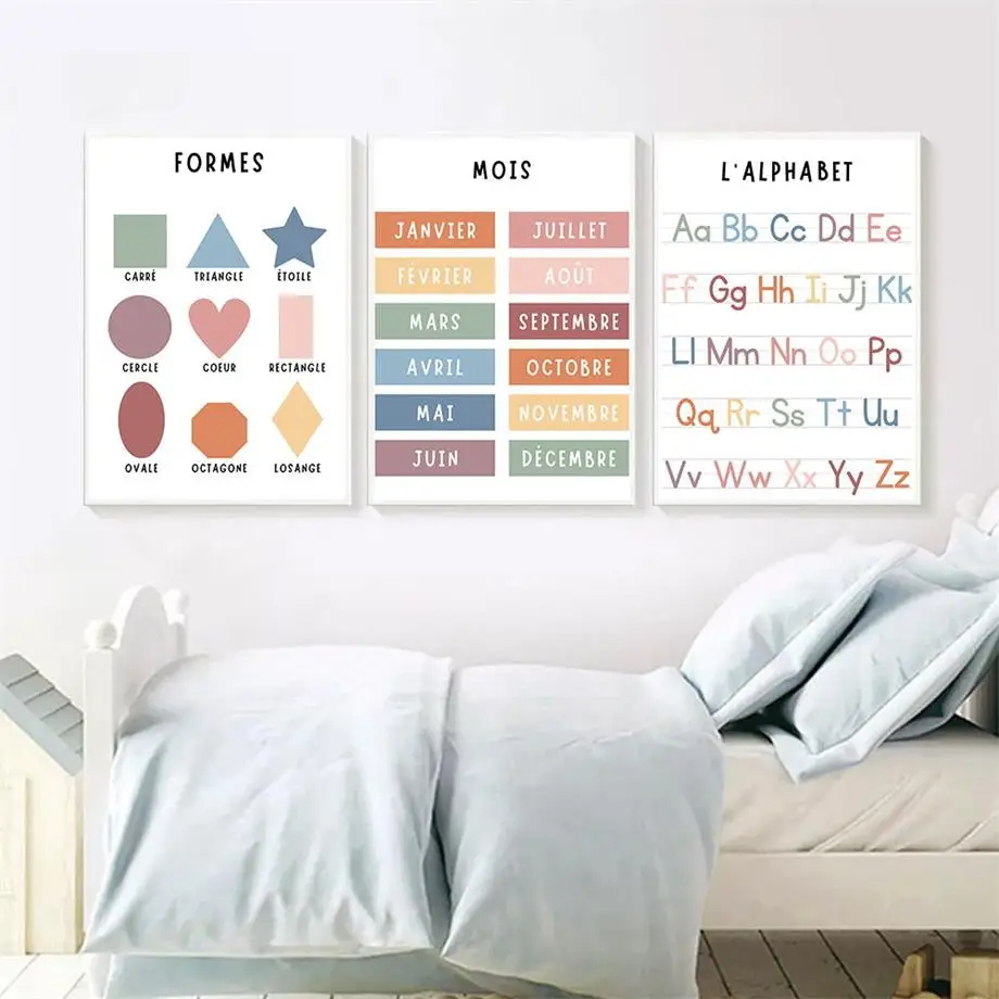 Angka Prancis Bahasa Inggris a - Kids Educational Poster ulasan dan harga
