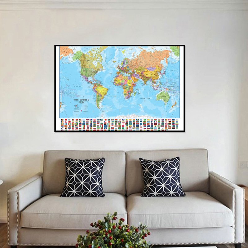 A2 Peta Dunia 59*42Cm dengan B - Kids Educational Poster ulasan dan harga