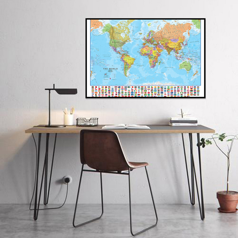A2 Peta Dunia 59*42Cm dengan B - Kids Educational Poster ulasan dan harga
